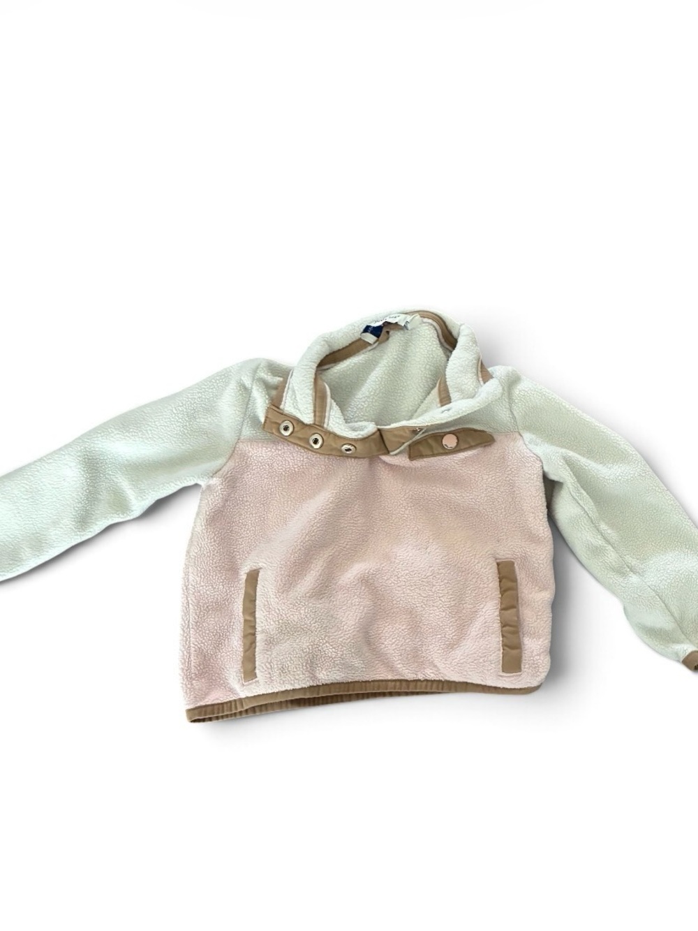 Vineyard Vines Girl’s Sherpa Fleece Pink White Quarter Neck Snap Pullover 2T